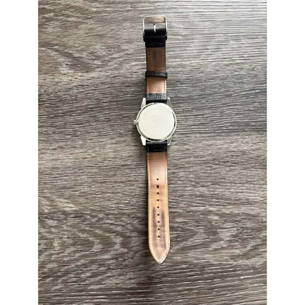 Lucien Piccard Black Leather Waltzmann Watch Men’s